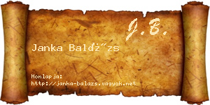 Janka Balázs névjegykártya